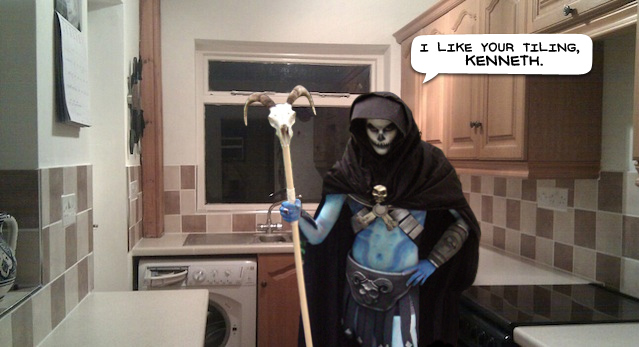 Skeletor in Kenny's kitchen